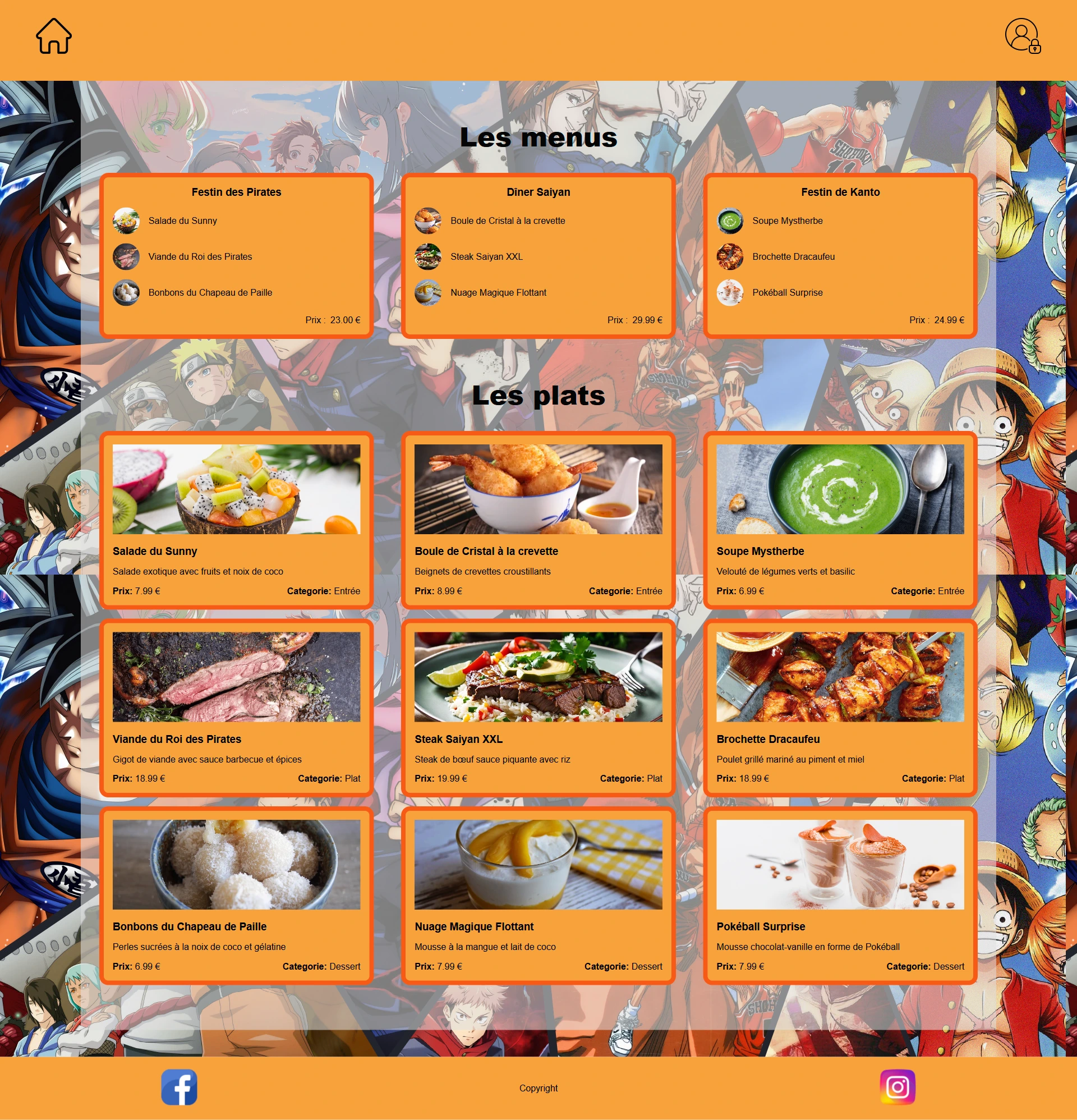 screenshot Gestionnaire de menus
