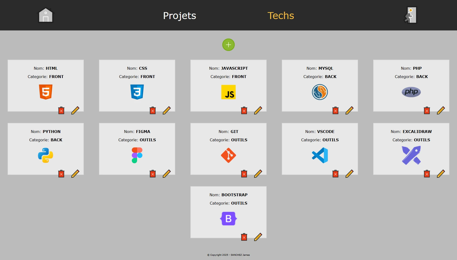 screenshot Panel admin pour mon portfolio